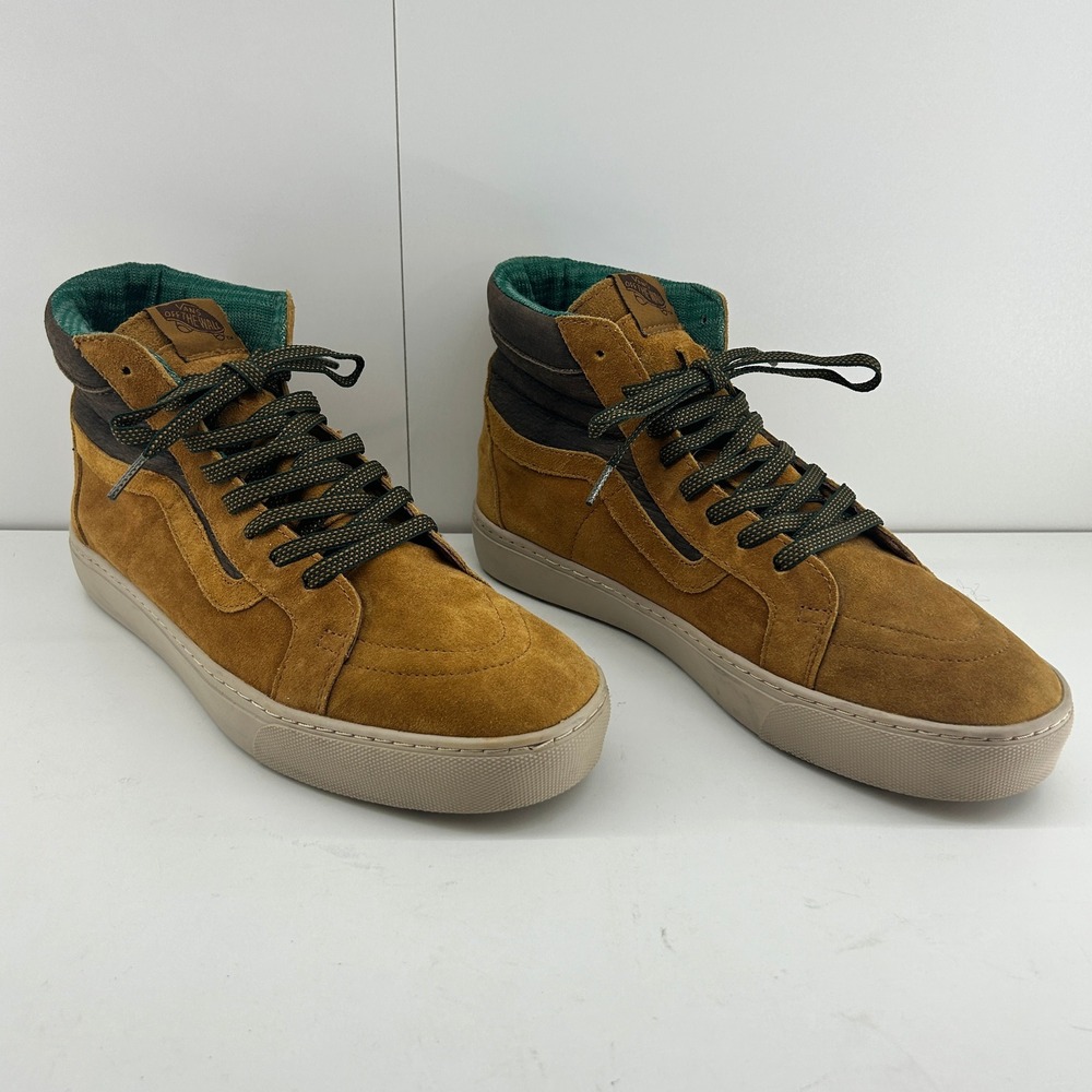 Vans Brown Suede High-Top Sneakers with Green Lining - Picture 4 of 9